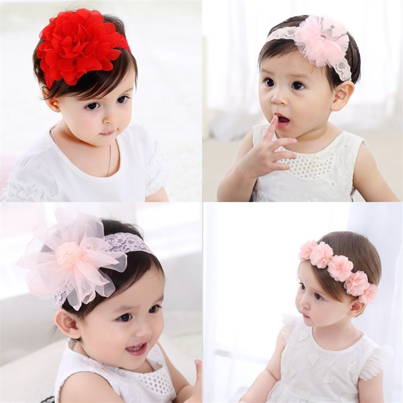 瑞卡护囟门蕾丝头围发箍超萌卤门婴儿发带女宝宝头花公主宝宝周岁