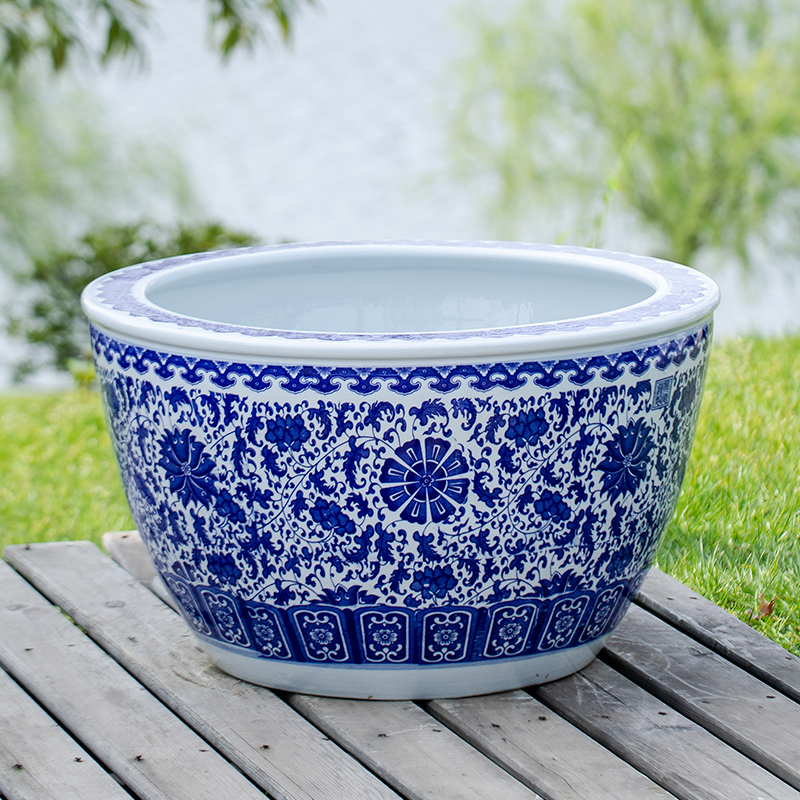 景德镇鱼缸特大号客厅陶瓷养乌龟缸睡碗莲荷花缸庭院家用老式水缸