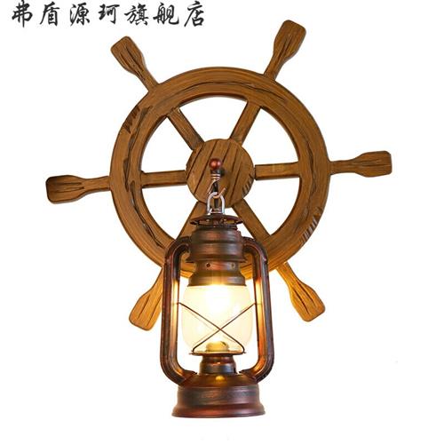 美式乡村北欧卧室床头壁灯地中海实木铁艺马灯复古个性创意灯具