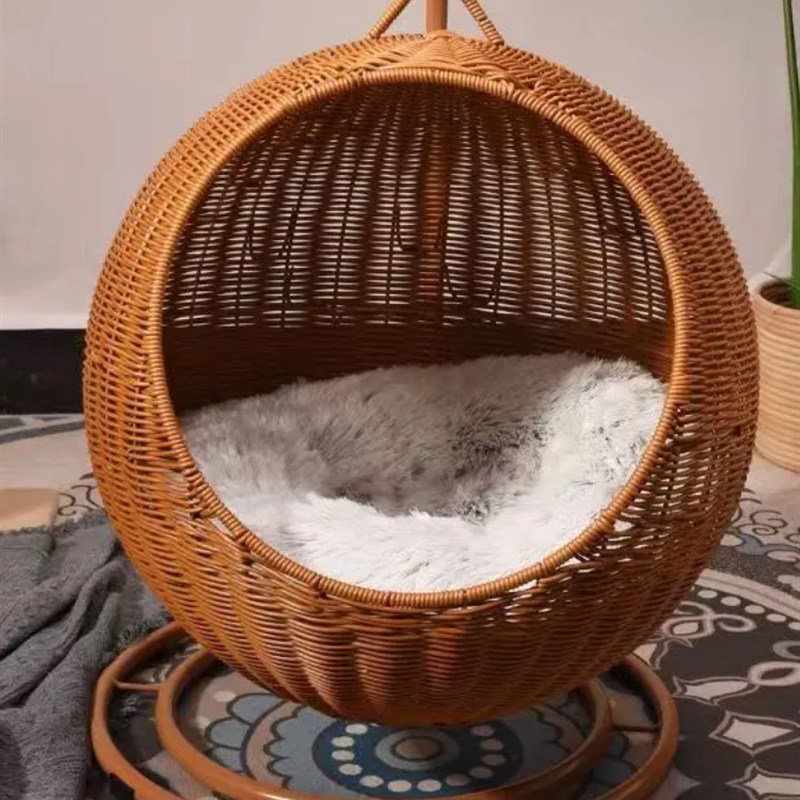宠物吊床猫窝藤编四季通用草编可水洗编织秋千床猫咪悬挂式吊摇篮