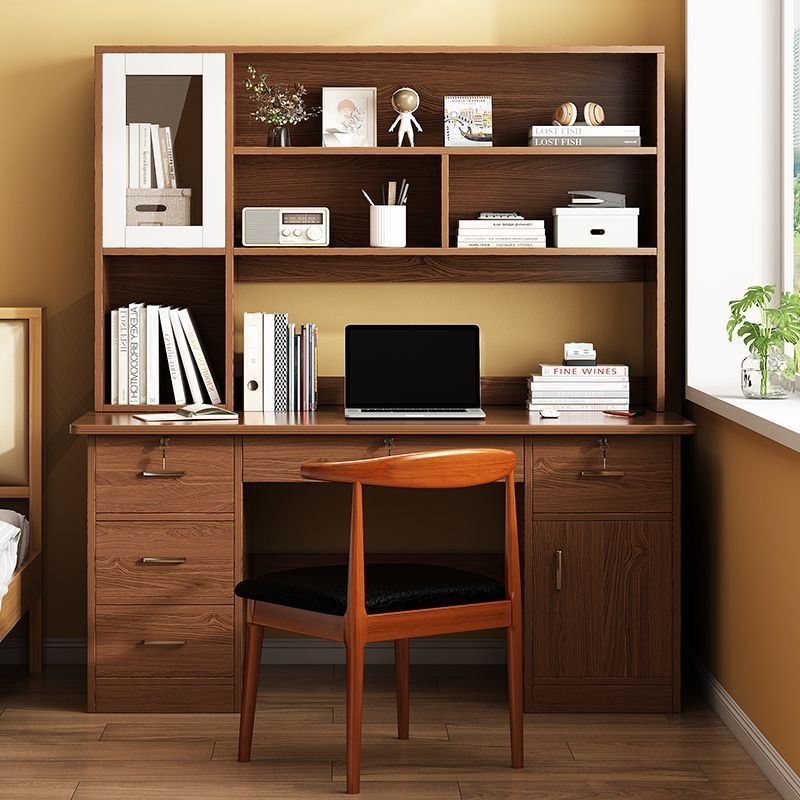 电脑桌学生学习家用书桌书架一体写字桌台式办公桌工作台简约现代