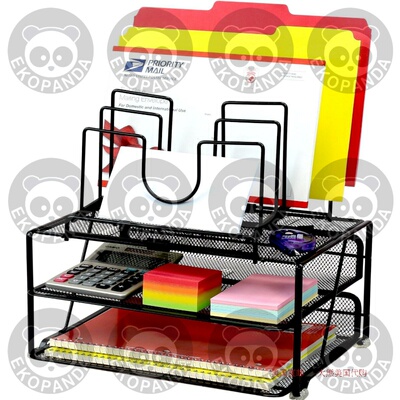极速Mesh Desk Organizer with Double Tray and 5 Sorter Sectio