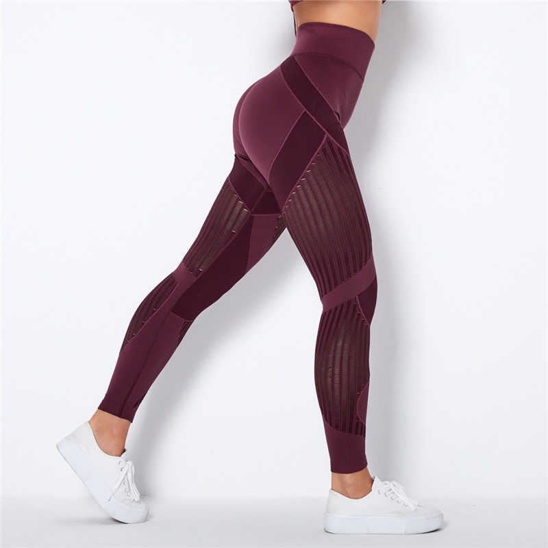 Rooftrellen 20%Spandex Hollow Mesh Leggings Women Seamless K