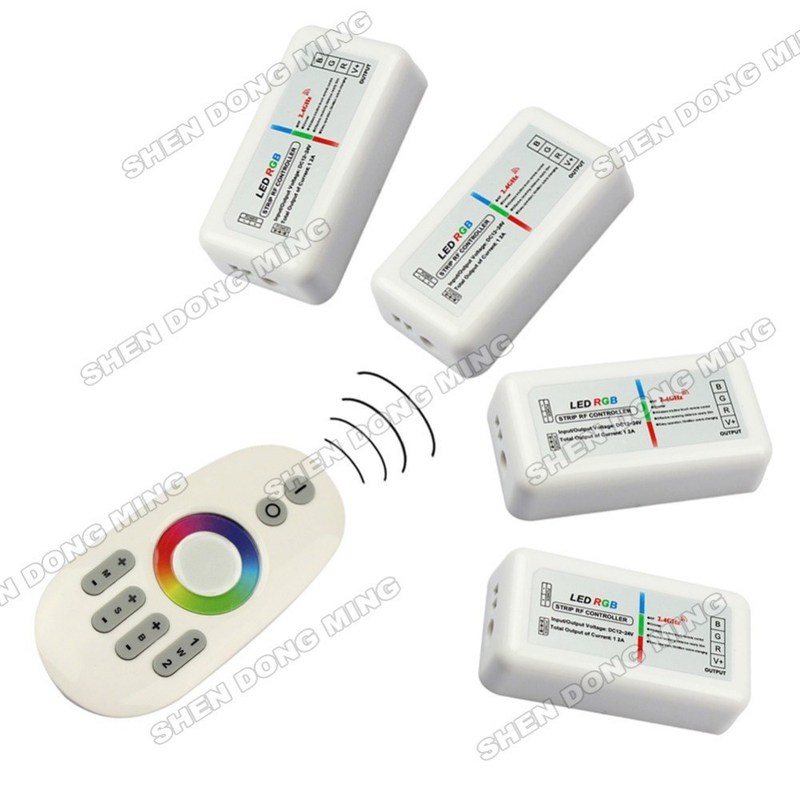 1pcs Remote+4x RGB Controller, 2.4G 4-Zone Wireless RF RGB C