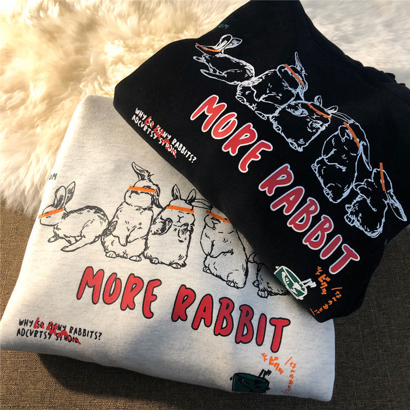 Sweatshirt For Womens More Rabbit Print Winter Korean Style