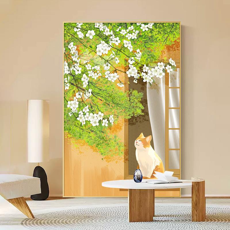 北欧ins风客厅装饰画简约现代餐厅卧室挂画桌面斗柜摆画猫咪壁画图片