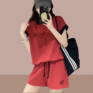 休闲运动潮 韩国欧洲站套装 女2025春夏新宽松短袖 POLO衫 女阔腿短裤