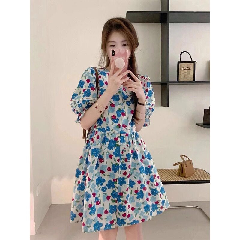 欧洲站2025年夏装新款碎花桔梗裙显高森系减龄超好看的惊艳连衣裙