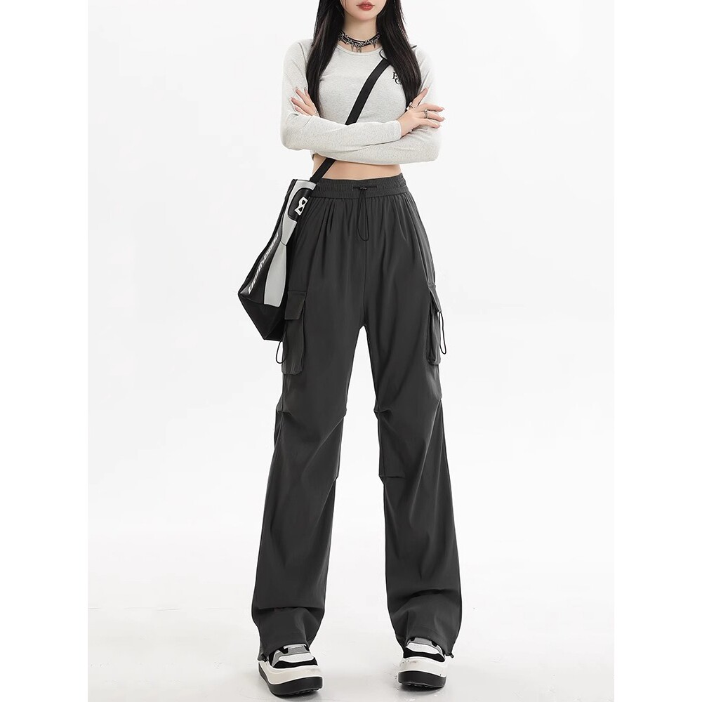 美式工装裤女2025新款登山运动裤小个子高加长款阔腿夏季薄款裤子