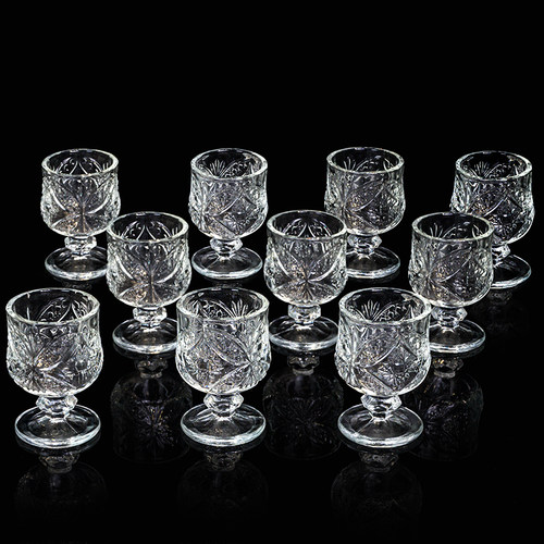 9.9/10只装复古浮雕创意玻璃杯家用蝴蝶纹鸡尾酒杯白酒杯M