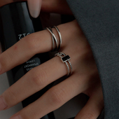 铜镀银 复古开口戒指A