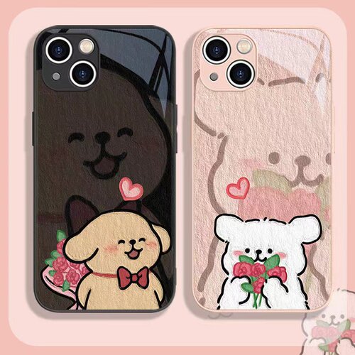 适用于opporeno12pro女OPPOk12x10男a72送花线条小狗a11情侣款手机壳findx7新款a55可爱reno6玻璃reno5保护套