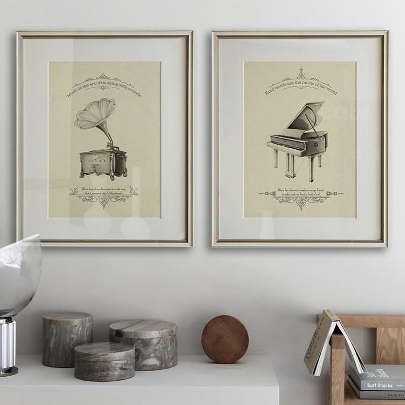 Brusheep 古典乐器装饰画素雅音乐教室挂画怀旧文V艺壁画客厅素描图片