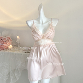 Roseberrrry桃桃芝士 胸垫 纯欲甜美蕾丝吊带睡裙性感显瘦睡衣套装