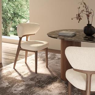 实木餐椅法式 米白 黑色 奶油风椅子酒店餐馆设计 25323