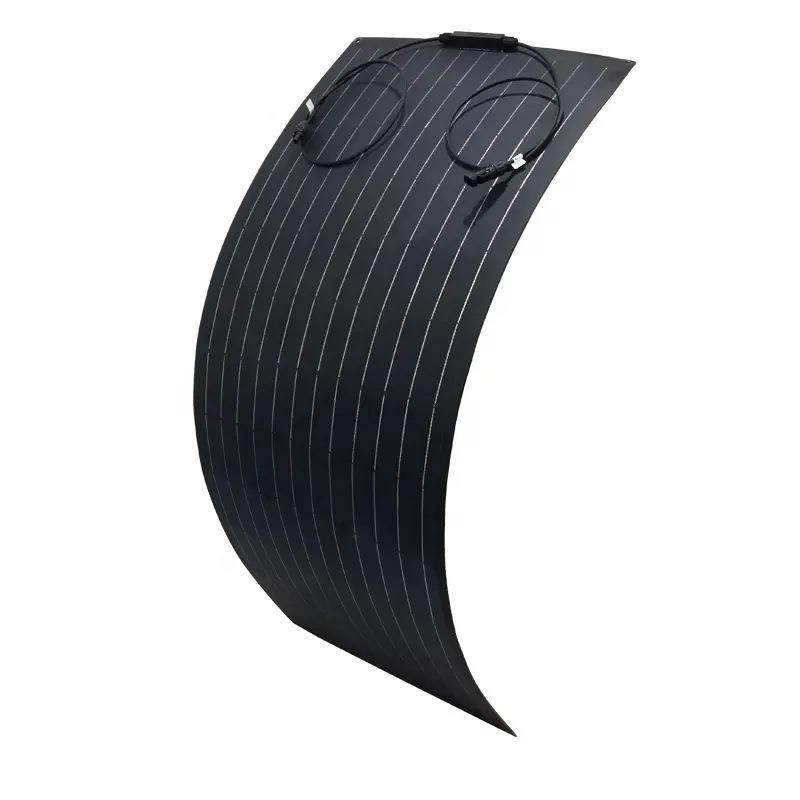黑色半柔性太阳能板300w400w车载游艇太阳能单晶硅电池光伏充电板