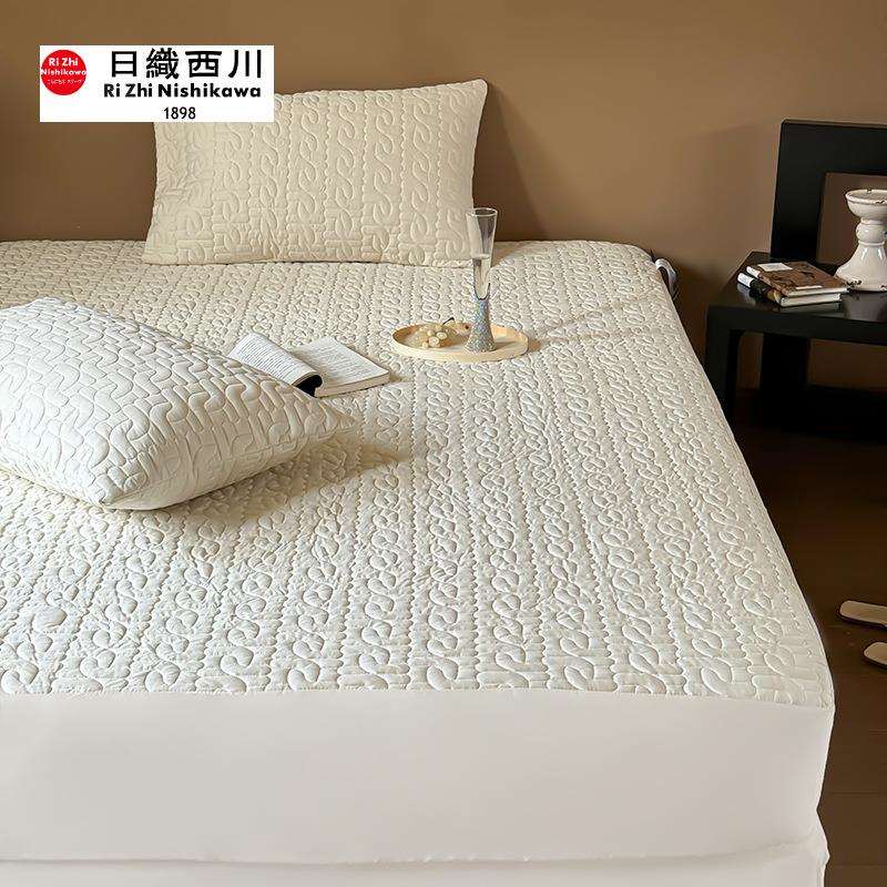 轻奢风纯色100S全棉夹棉床笠澳棉绗缝可水洗加厚席梦思床垫保护套