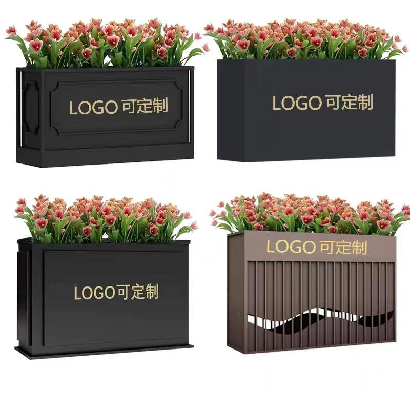 户外铁艺花箱广场景观花坛商场隔断花架室外花池不锈钢花盆种植槽