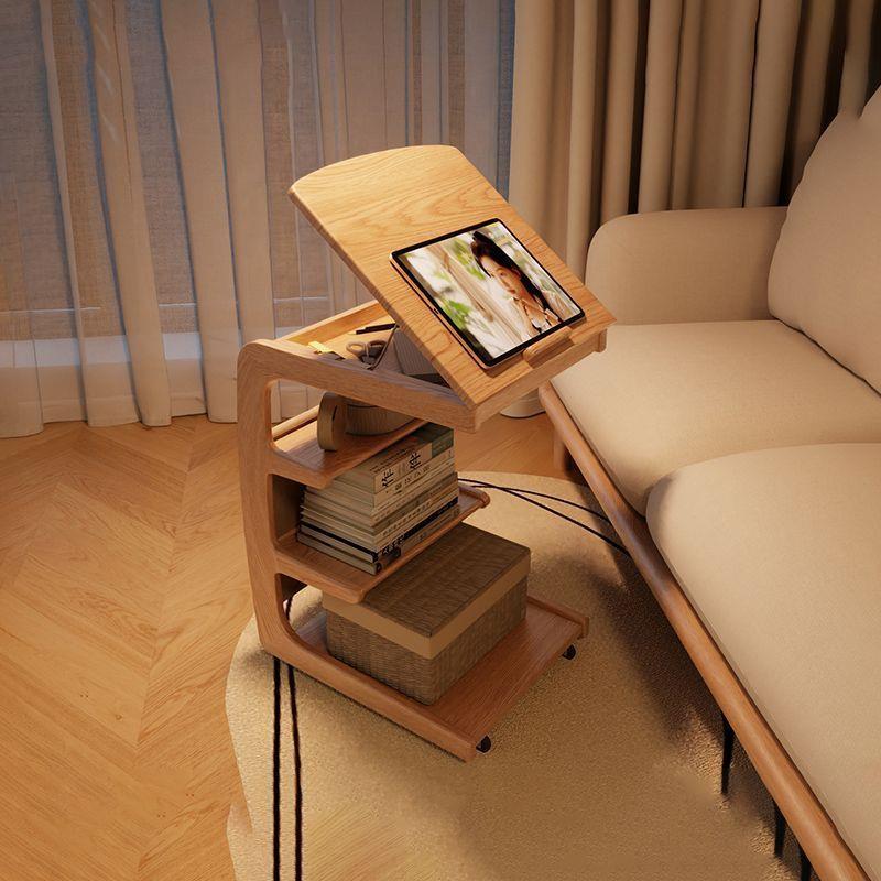 实木床边客厅简约现代沙发茶几创意桌子移动家用床头边柜置物架