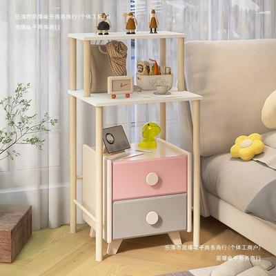卧室置物架靠墙床头柜收纳架床边柜加高落地式多层书架上方一体式
