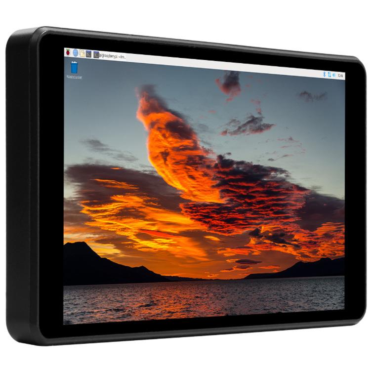 树莓派5.5寸IPS高清2K电容十点触摸屏HDMI接口钢化玻璃面板带外壳