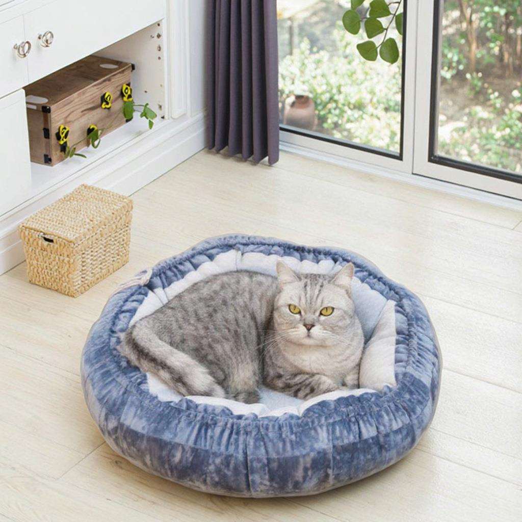 亚马逊跨境抽绳猫窝床宠物窝保暖垫子狗床夏季狗窝睡垫子可拆洗