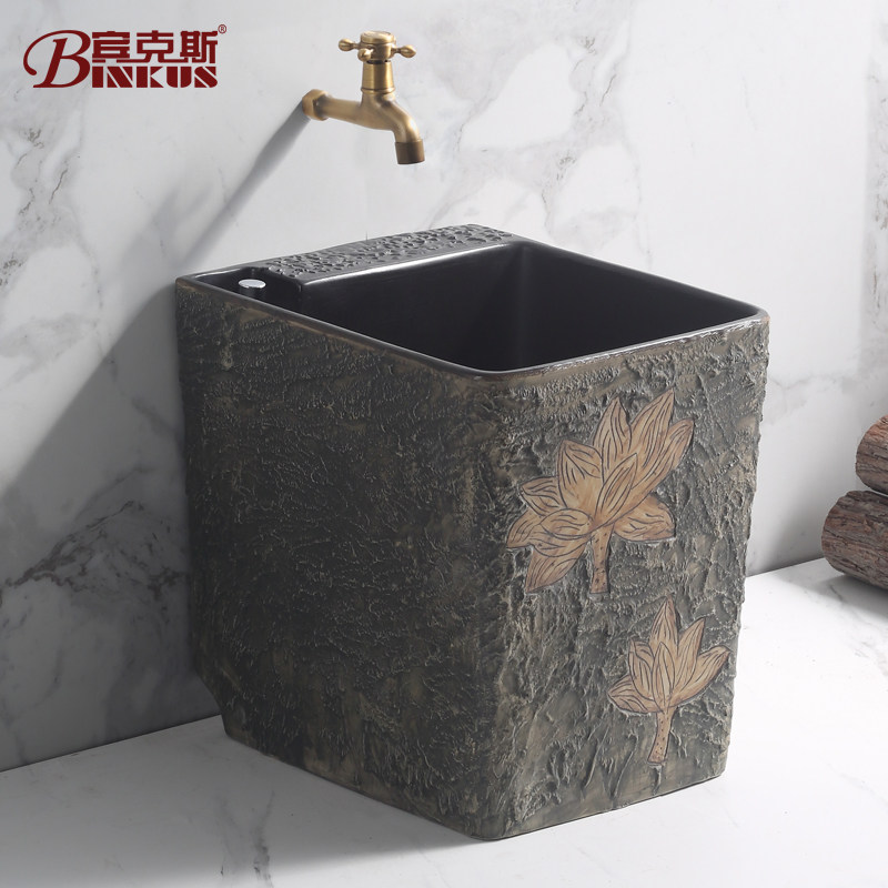 宾克斯阳台长方形中式复古拖把池家用I卫生间落地式陶瓷洗拖布池