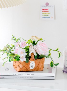 桌面花篮小客厅办公室电视柜玄关装饰乔迁之喜家居饰品仿真花