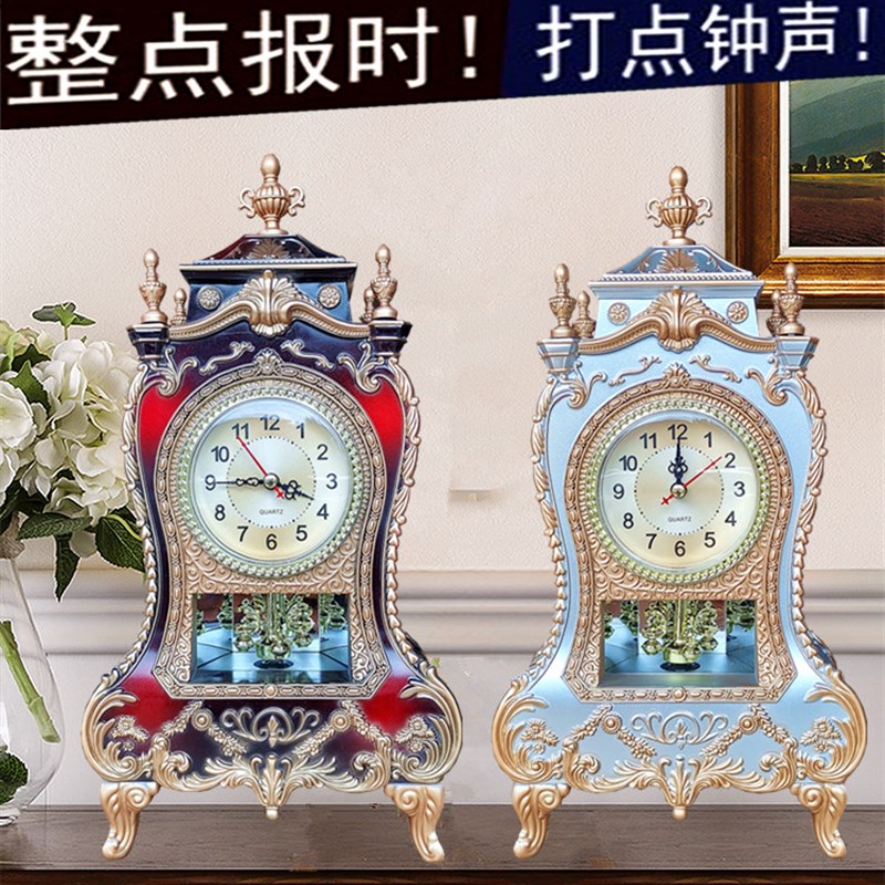 座钟表客厅卧室别墅家居装饰欧式整点报时石英钟座钟首音乐
