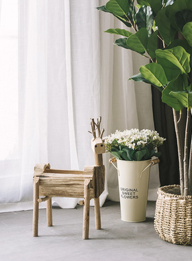 小鹿装饰家居饰品复古桌面创意摆设实木木质民宿动物工艺品