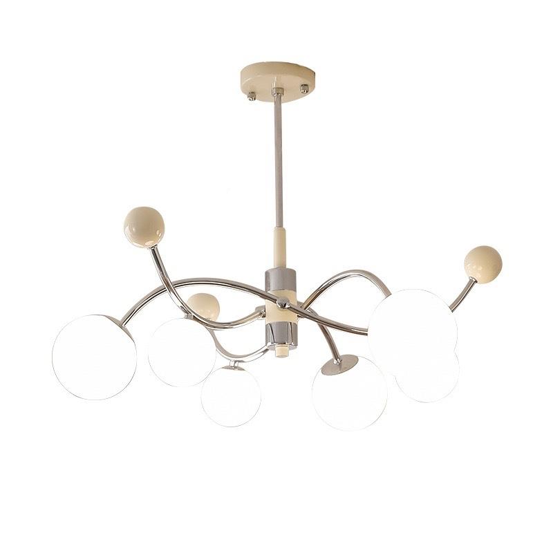 新款奶风吊灯现代油简具约魔豆客厅吊灯设感计花枝28造型主卧室吊