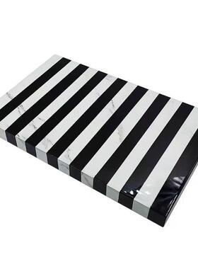 简约现代大理石黑白条纹托盘摆件样板房家居客厅茶几桌面软装饰品