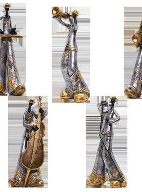 复古乐队艺术创意摆件音乐人物客厅书架酒柜轻奢装饰品树脂工艺品