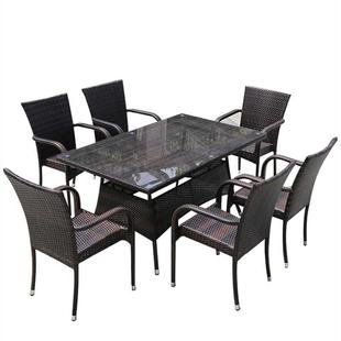 北欧户外桌椅商业街藤椅样板房别墅室外露天组合庭院绳编阳台桌椅