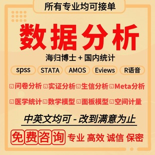 SPSS数据分析服务Stata问卷调查meta医学amos统计R代做SAS服务、