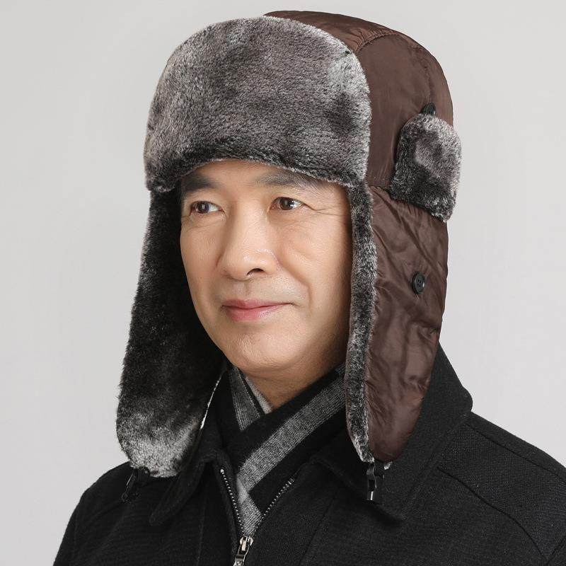 雷锋帽秋冬中老年人男式风雪帽护耳加厚男冬天老人冬爸爸冬季帽子