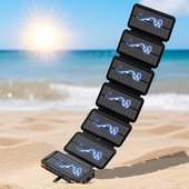 折叠光伏太阳能手摇发电户外露营15W大功率移动电源自带线无线充手机充电宝足20000mAh照明点火 便携式 3C标