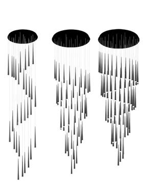 餐楼厅梯长吊灯现代简约别墅轻奢北式欧客个性72735网红厅旋转复