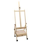 落地式 办木带质画架 屉画架实木箱体带轮调节后倾画可板支架峻峰