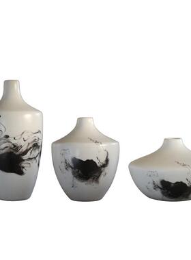 创意手绘山水水花UQY瓶陶瓷墨花器北中式居客家厅电欧视柜装饰品