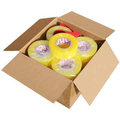 整箱透明大胶带快胶递打FIV包封胶带黄色封口胶布卷箱带logo印字