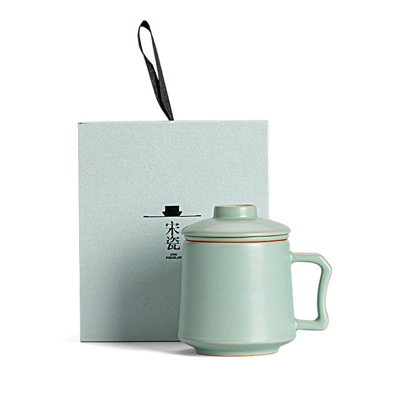开片汝窑陶瓷杯茶水离泡茶分杯子过20230226滤带盖公室水茶杯家用