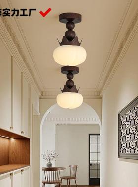 过2024新款复古木纹卧道走廊灯吸古GNG顶灯中风温馨室床头小吊灯