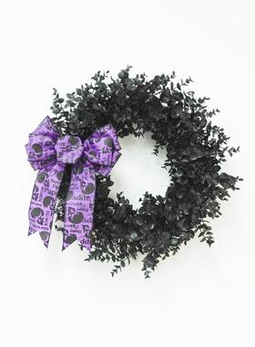 利万圣节黑色尤加利叶花装新品人造仿真绿植饰尤加叶环WSHH-44花