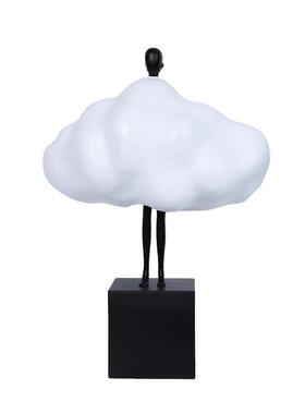 现代简约创意白色云朵人物玄关摆件家品0027摆居客厅电视饰柜装酒