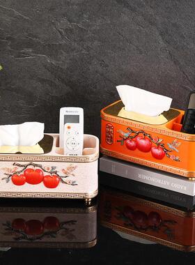 红功能盒纸巾客厅网家用茶几办公室创意装饰抽多IYD纸盒平安喜乐