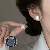 方糖珍珠耳钉女养耳洞2025年新款 爆款 耳环高级感轻奢气质大气耳饰