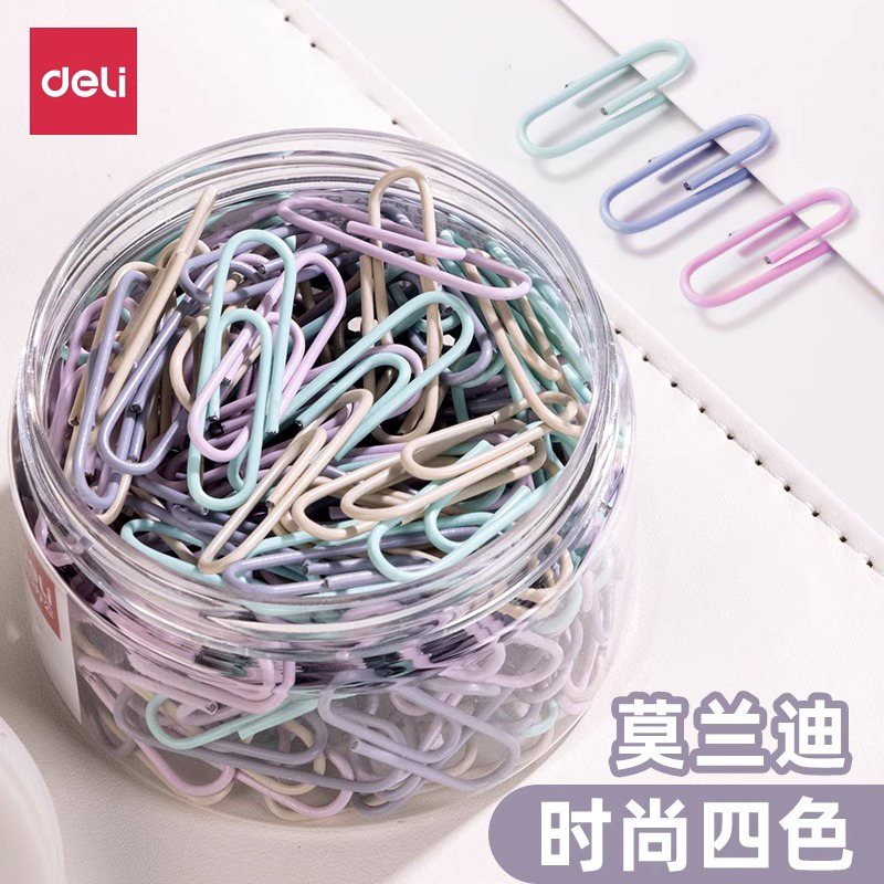 得力彩色回形针办公用品曲别针回型针别针不锈钢文件回行针书签关针回旋针大号万字夹区别针回形夹u型回应针