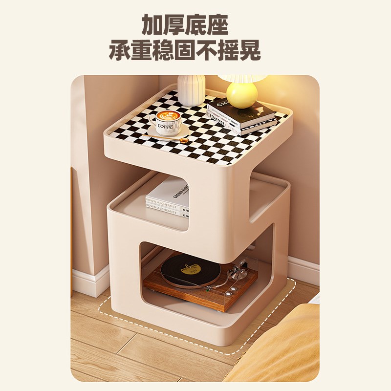 可移动茶几客厅h家用沙发边几侧边柜置物架带轮高级感铁艺床头边
