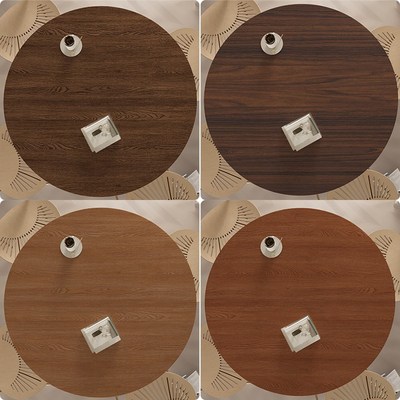 仿木纹圆桌布防水防油圆形皮革餐桌桌垫实木胡Q桃木原木茶几垫台
